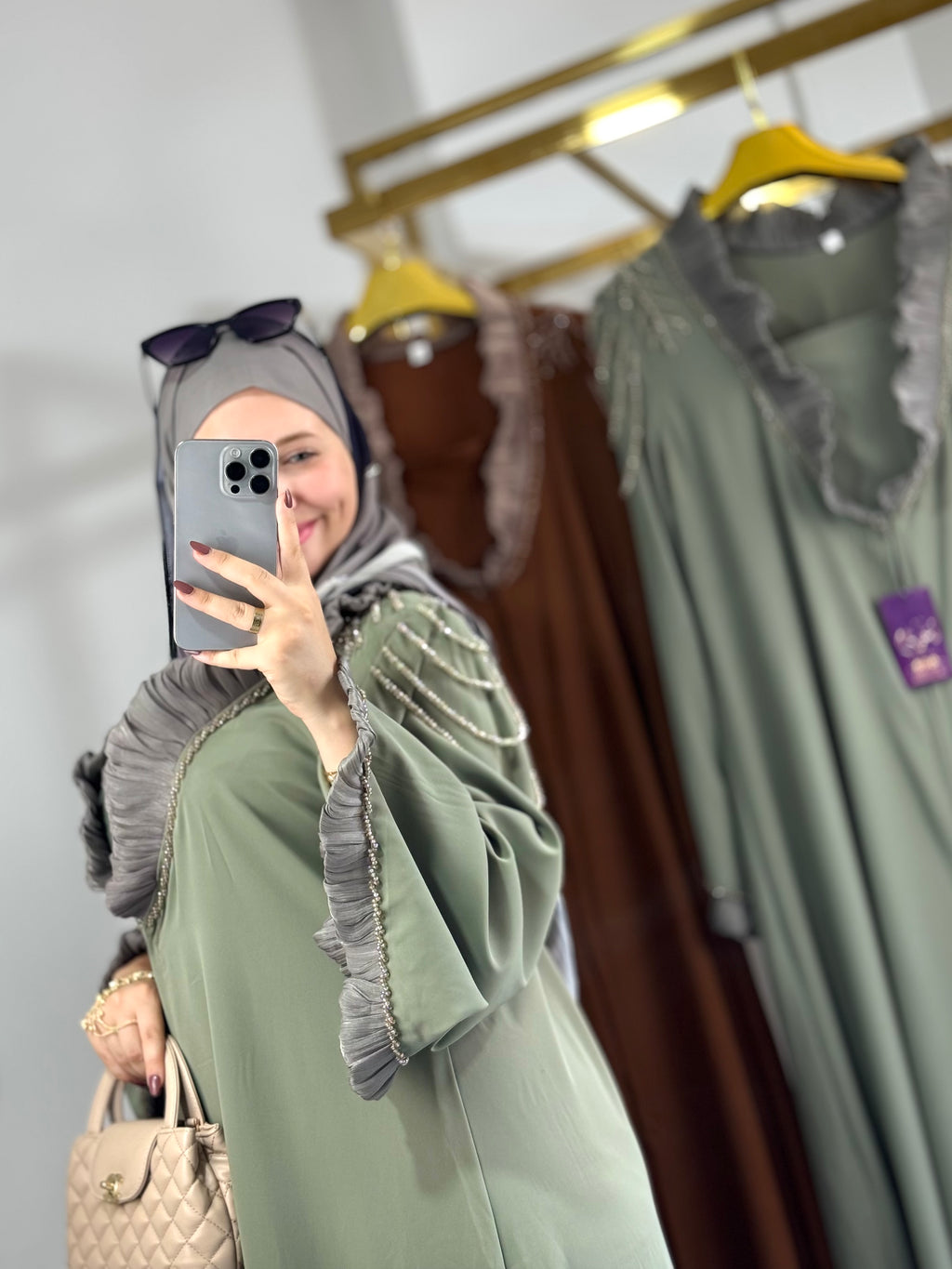 Abaya JOUMAN vert d’eau