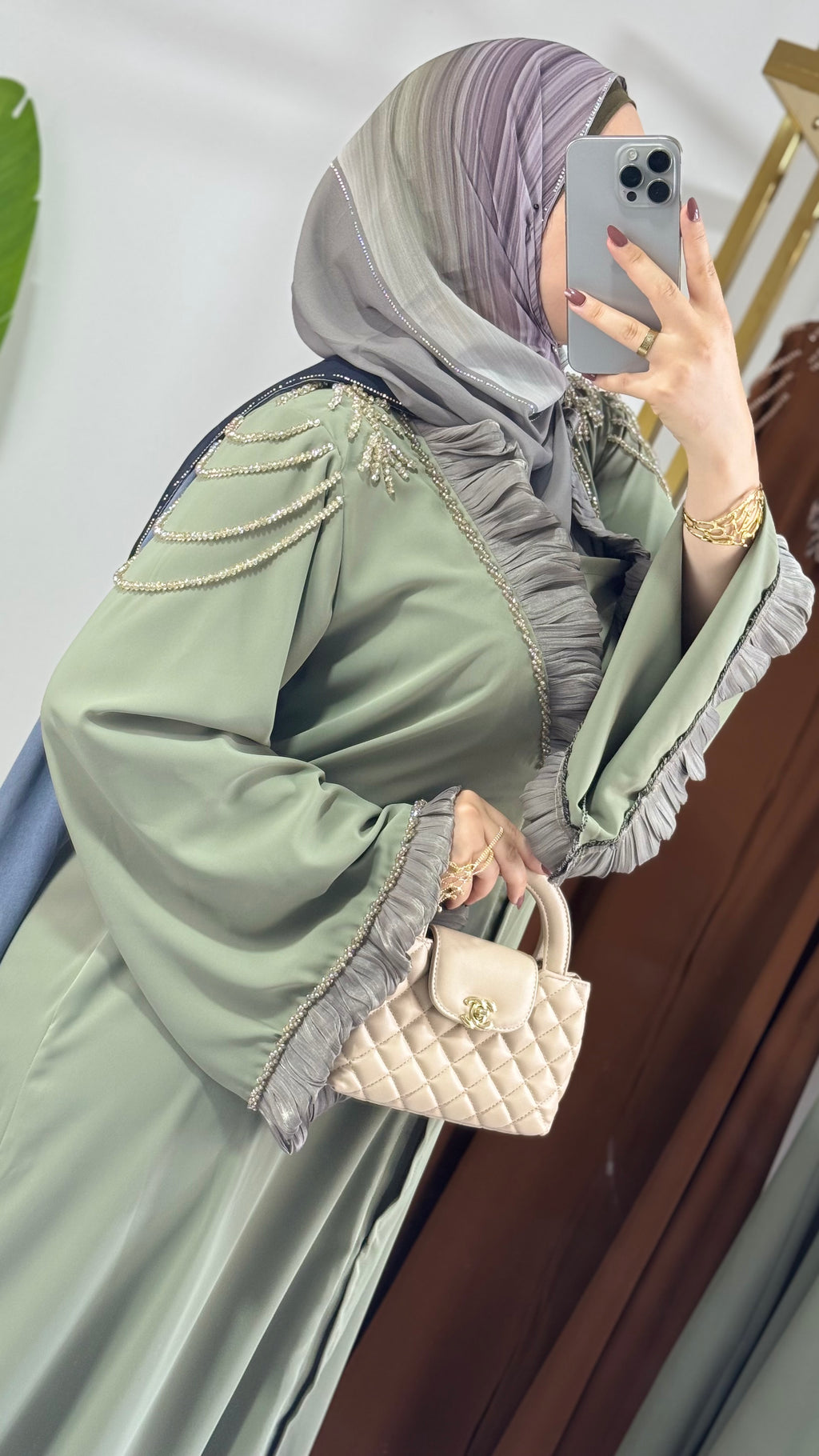 Abaya JOUMAN vert d’eau